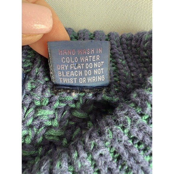 Allen Lolly Nottingham England Men's Cable-knit Pullover Sweater Large Navy/Grn - Picture 6 of 10